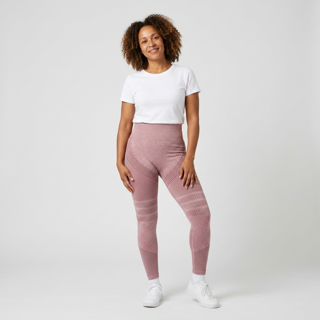 Legging Serena de cintura alta con tejido 3D en color rosa, vista frontal