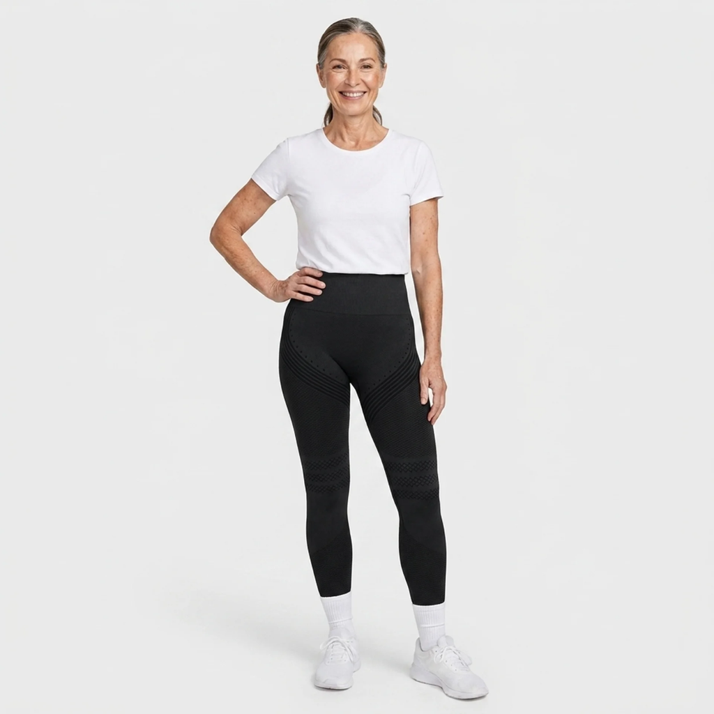 Legging Serena de cintura alta con tejido 3D en color negro, vista frontal