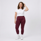 Legging Serena de cintura alta con tejido 3D en color burdeos, vista frontal