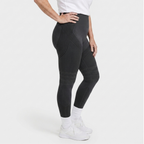 Legging Serena de cintura alta con tejido 3D en color gris, vista lateral